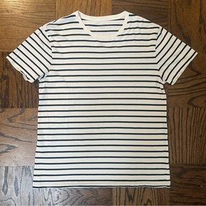 J. Crew Men’s Navy Striped T-Shirt Slim Fit Large Nautical/Naval Stripe White